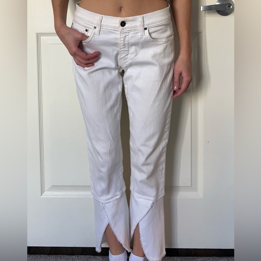 White Flared Hem Jeans